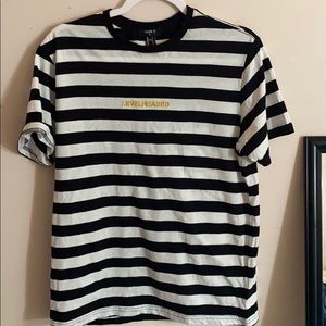 White and Black Stripped T Shirt.